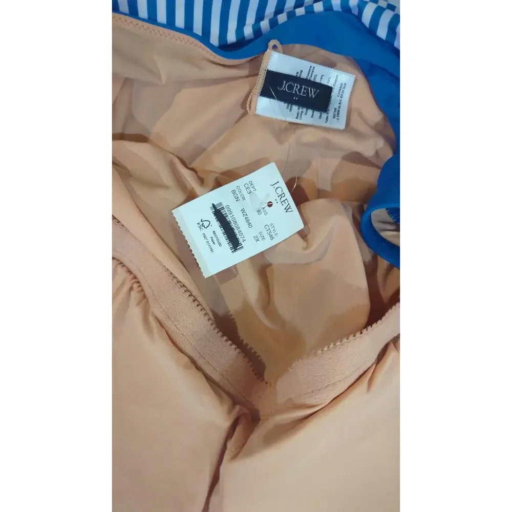 J Crew Striped Square Neck One Piece Swimsuit NWT